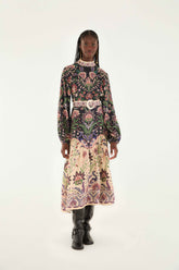 Marvelous Garden Black Midi Dress