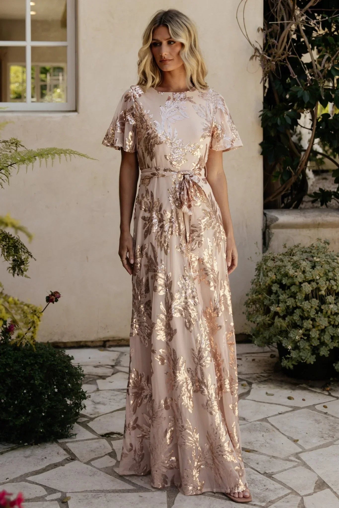 Muse Sequin Maxi Dress | Rose Gold