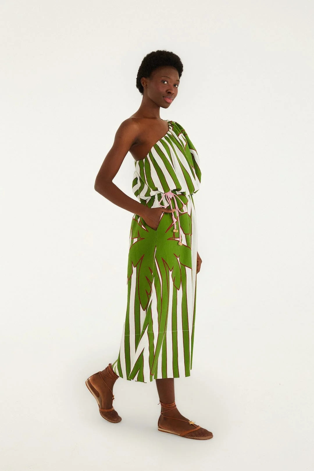 Off-White One-Shoulder Midi Dress
