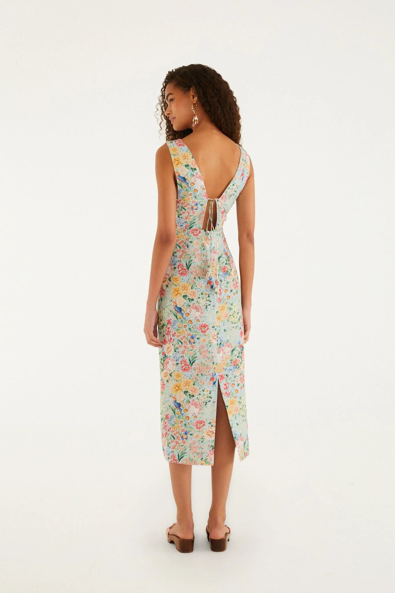 Multicolor Rendeira 3d Bodice  Midi Dress