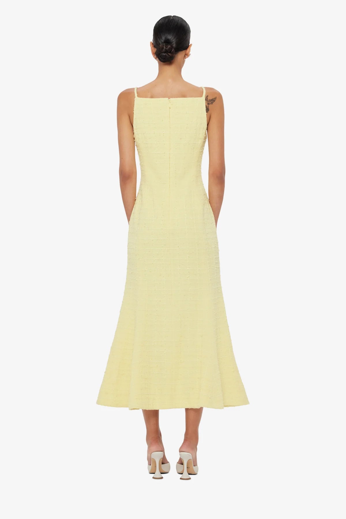 Regina Tweed Midi Dress - Sorbet Yellow