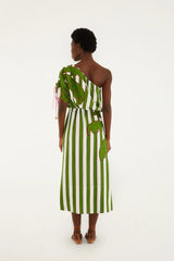 Off-White One-Shoulder Midi Dress